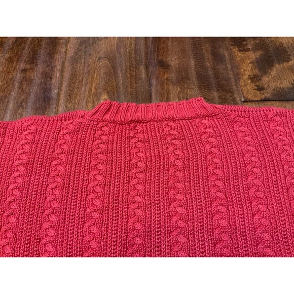 Loro Piana Men's Red Cable Knit Crew Neck Sweater, Size L | 50 - Picture 6 of 8